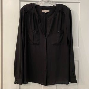 NWOT Loft Black Button Up Blouse